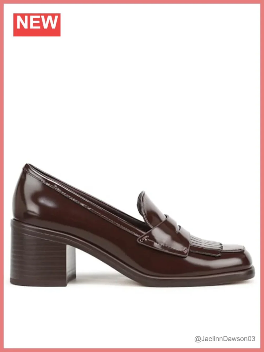 Franco Sarto Elian Block Heel Slip-On Loafer Square Toe PU Leather